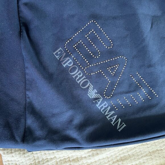 EMPORIO‎ ARMANI EA7 Hoodie Sweatshirt Dress Women Small Jersey Navy Blue Luxury - Picture 6 of 14